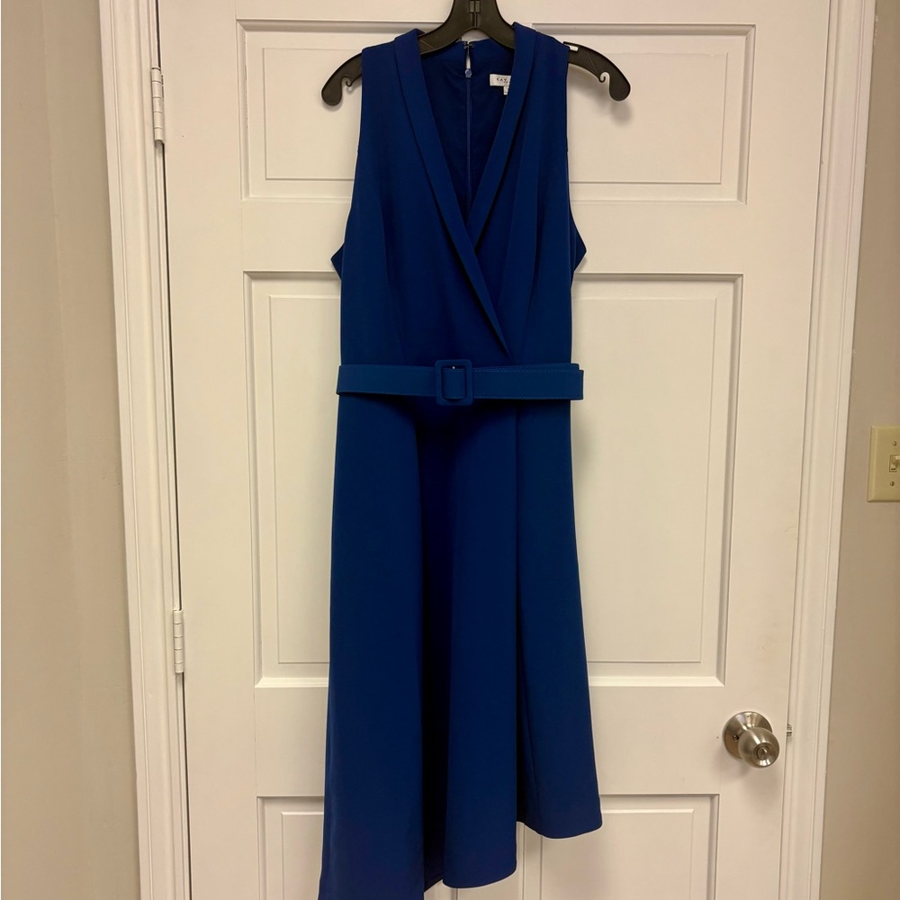 NEW Kay Unger Cobalt Blue Asymmetrical Dress - Size 14